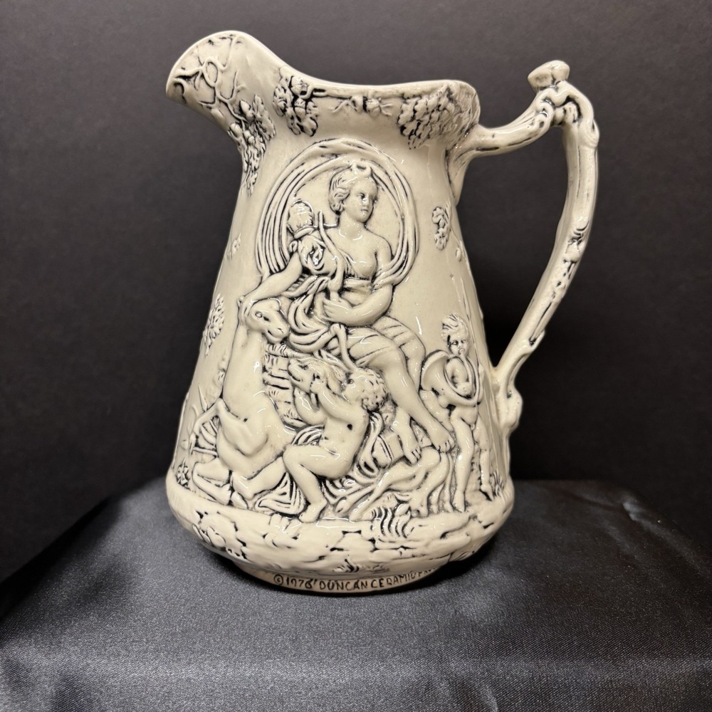 Vintage‎ 1976 Duncan Ceramic Pitcher Jug Diana & Cherubs